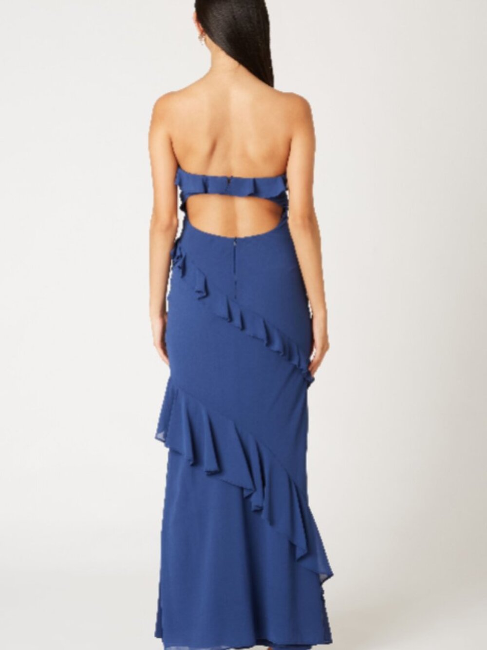 NWT Cotton Candy Navy Strapless Ruffle Maxi - Picture 2 of 2